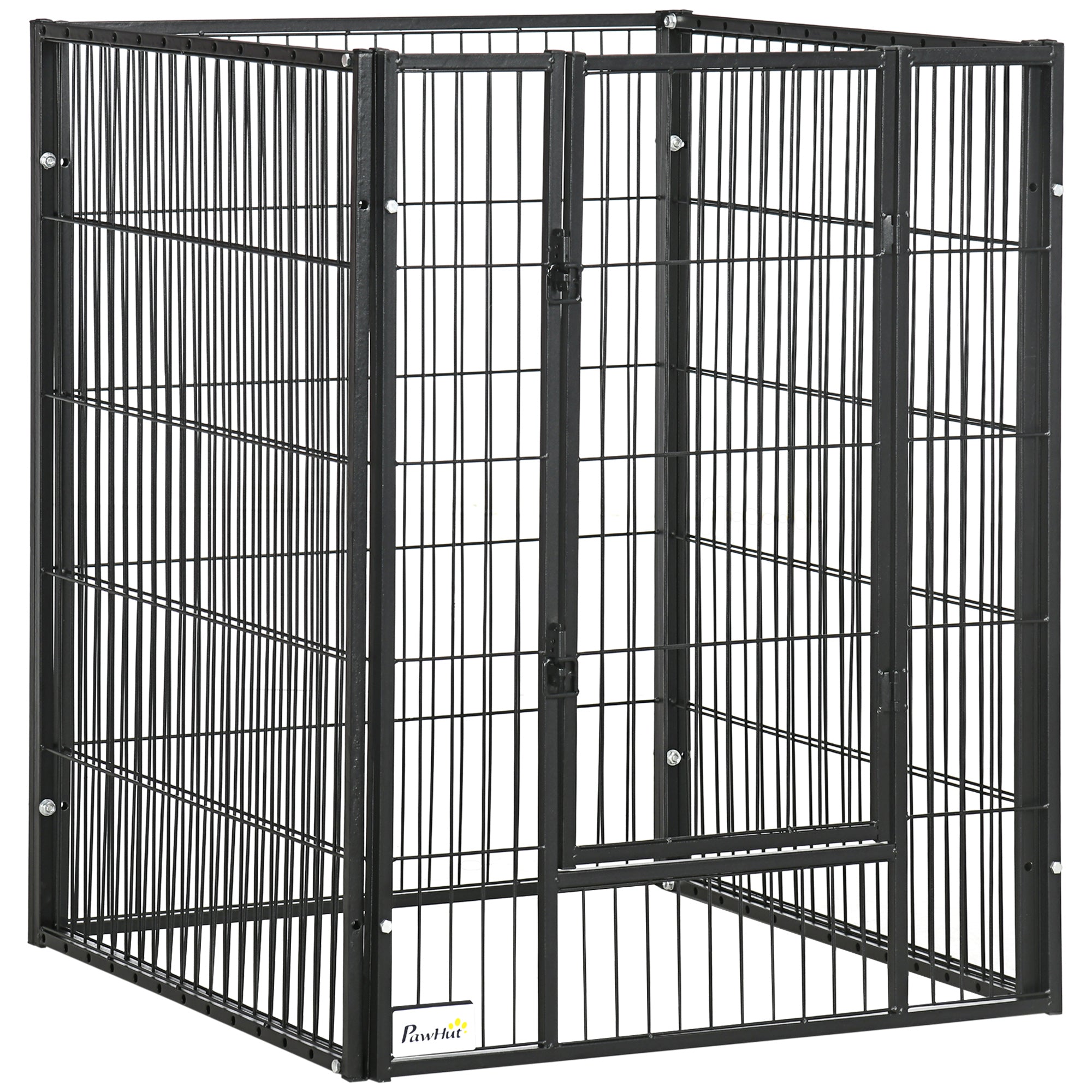 PawHut 6 Panel Dog Playpen Dog Pen Metal Pet Fence for Outside Indoor, Adjustable Width, Heavy Duty Steel Frame, 32.5"-59"W x 24"D x 40''H Black