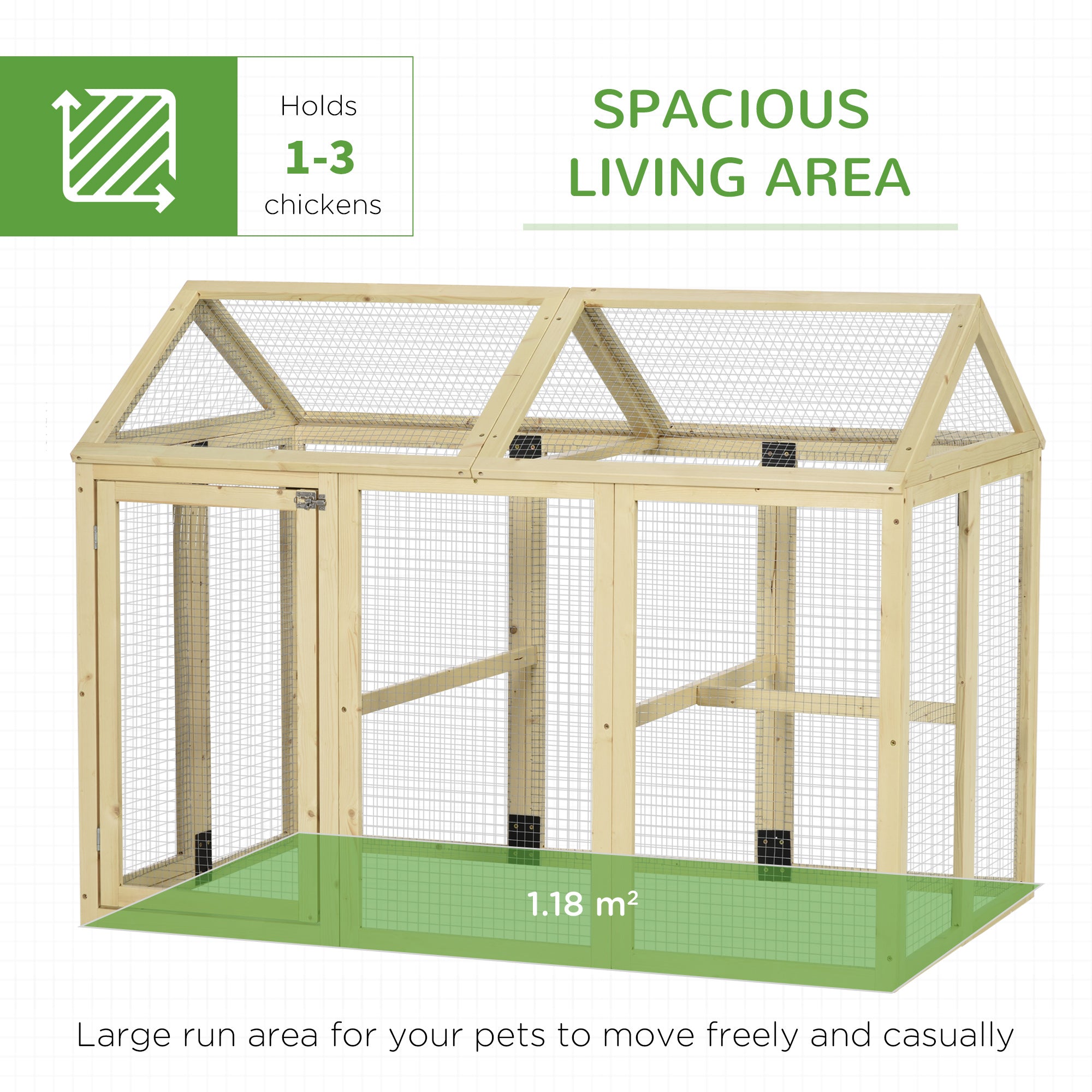 PawHut Large Chicken Run, Wooden Chicken Coop, Pet Playpen w/ Combinable Design - Natural Wood Finish