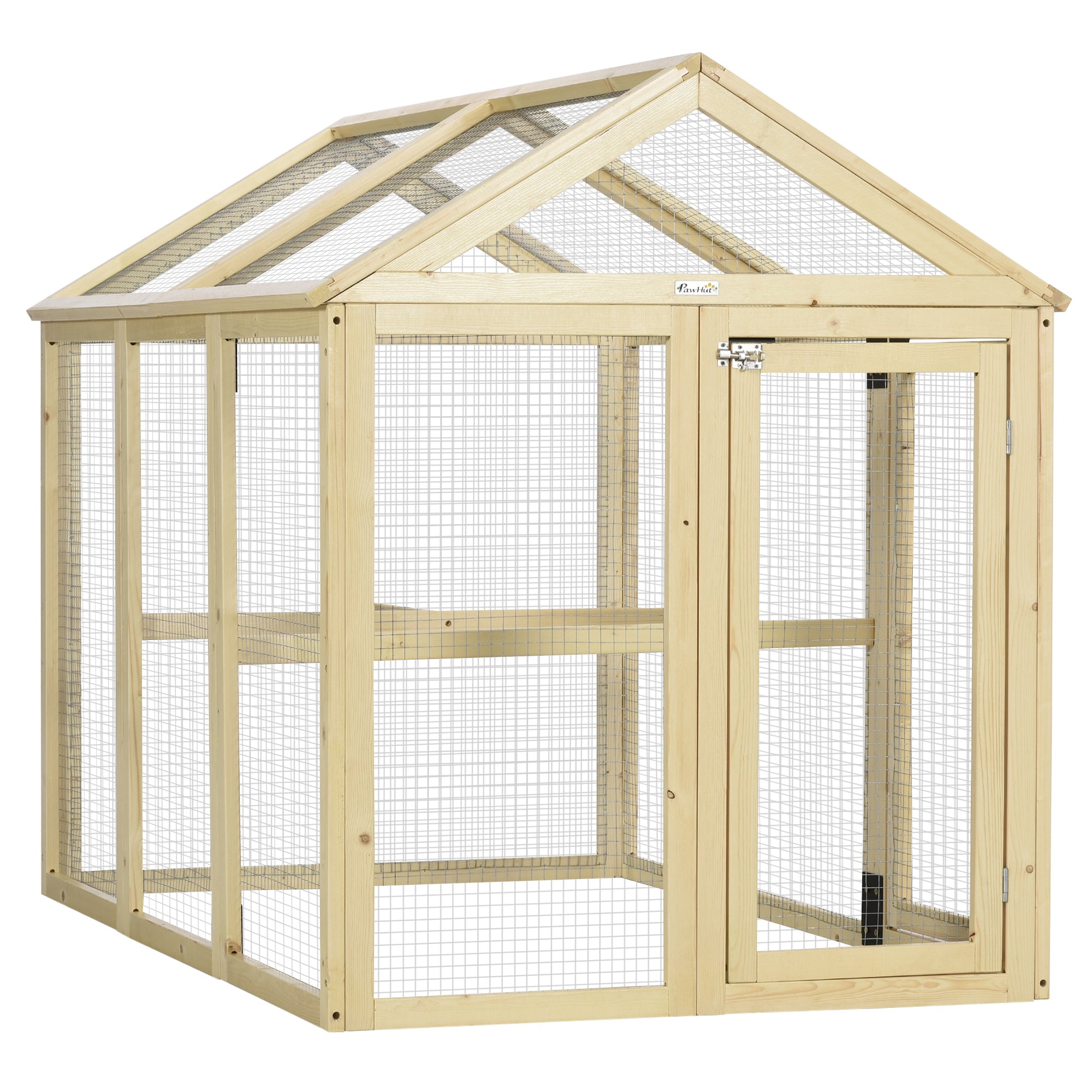 PawHut Large Chicken Run, Wooden Chicken Coop, Pet Playpen w/ Combinable Design - Natural Wood Finish