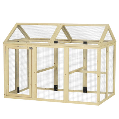 PawHut Large Chicken Run, Wooden Chicken Coop, Pet Playpen w/ Combinable Design - Natural Wood Finish