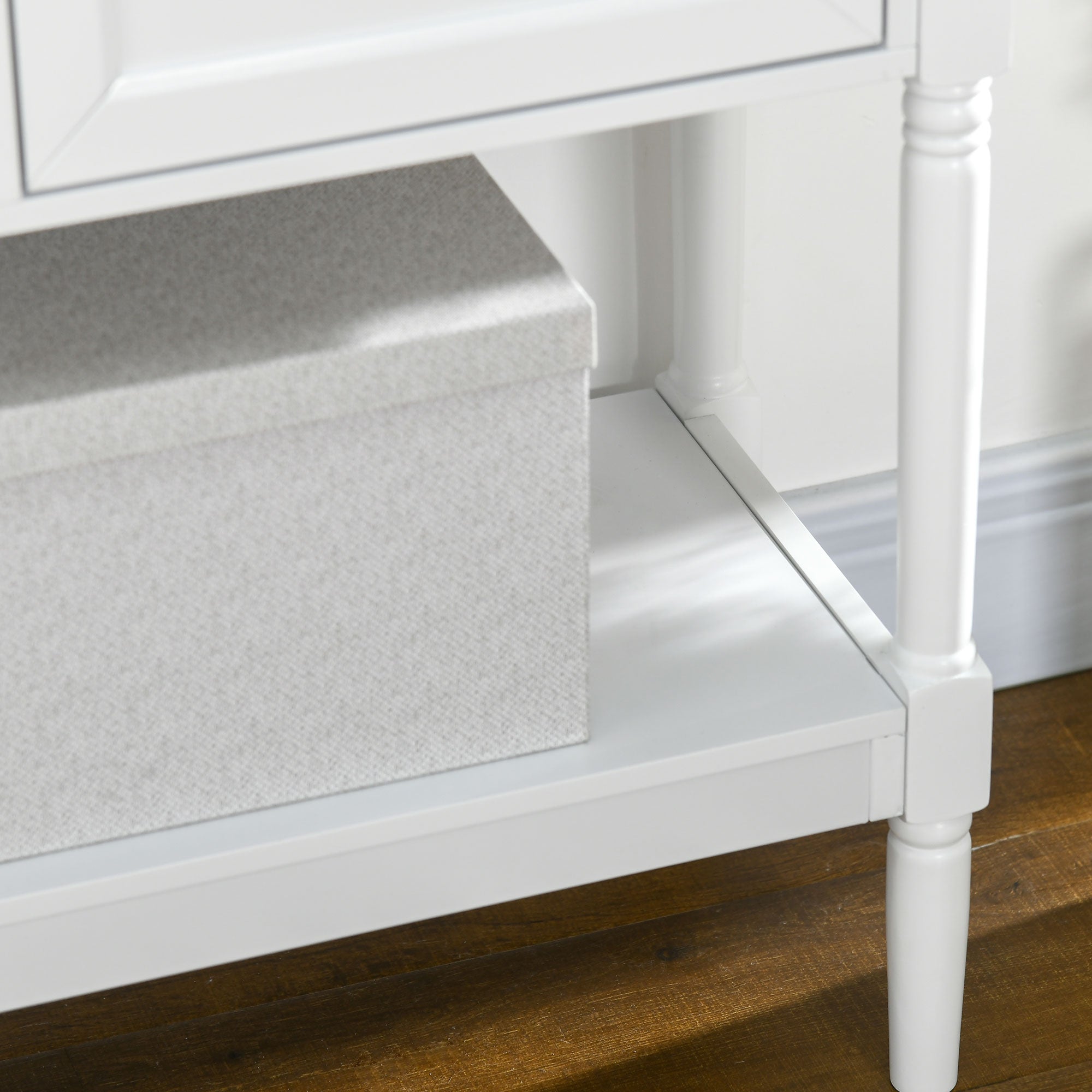 HOMCOM Console Table, Vintage Entryway Table with 2 Drawers, 2 Cabinets and Open Shelf, Retro Sofa Table for Living Room, White