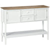 HOMCOM Console Table, Vintage Entryway Table with 2 Drawers, 2 Cabinets and Open Shelf, Retro Sofa Table for Living Room, White