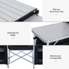 Outsunny Folding Camping Table, Aluminum Portable Camping Kitchen Table with Storage Carrying Bag, Windscreen and 3 Enclosed Cupboards for BBQ, Party, Picnics, Backyards, Black