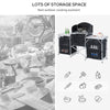 Outsunny Folding Camping Table, Aluminum Portable Camping Kitchen Table with Storage Carrying Bag, Windscreen and 3 Enclosed Cupboards for BBQ, Party, Picnics, Backyards, Black