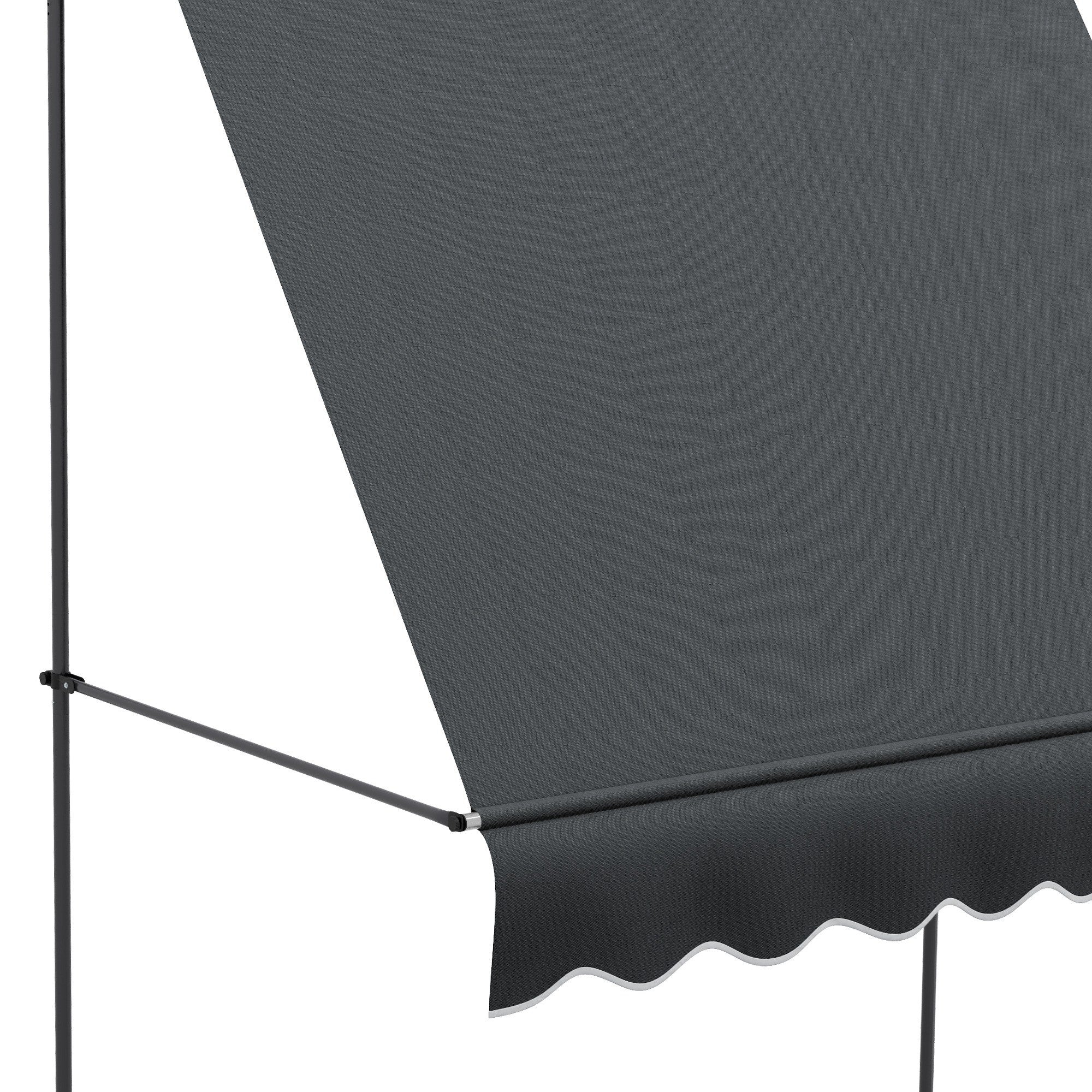 Outsunny 6.5' x 4' Manual Retractable Awning, Non-Screw Freestanding Patio Sun Shade Shelter with Support Stand and UV-resistant fabric for Window, Door Porch, Deck, Dark Grey