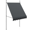 Outsunny 6.5' x 4' Manual Retractable Awning, Non-Screw Freestanding Patio Sun Shade Shelter with Support Stand and UV-resistant fabric for Window, Door Porch, Deck, Dark Grey