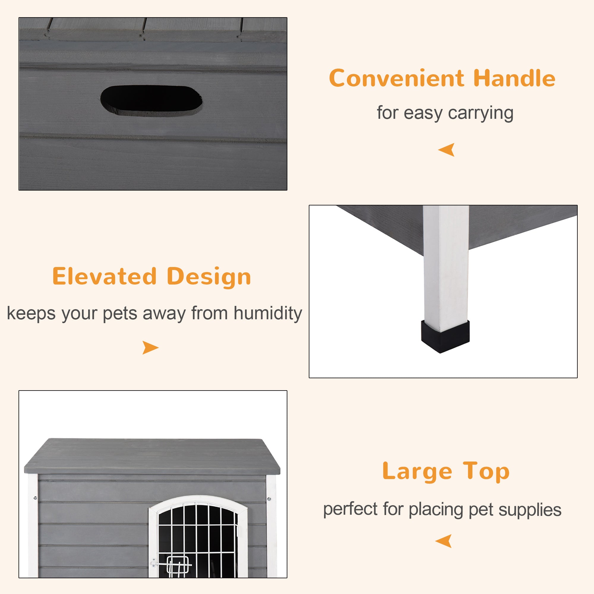 PawHut 31" Folding Dog House, Portable Pet Crate Kennel, Wooden Wire Cage for Miniature and Small Sized Dogs with Lockable Doors Open Top Removable Tray, Grey