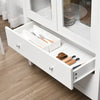 HOMCOM Kitchen Pantry Storage Cabinet, Freestanding Cupboard with 3-tier Shelves, 2 Drawers, Glass Doors and Soft Close Hinges, White
