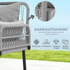 Outsunny 2 Pieces Wicker Patio Furniture Set, Small Patio Set with Outdoor Loveseat, Glass Top Coffee Table, Rattan Outdoor Furniture with Cushions for Backyard, Porch, Light Grey