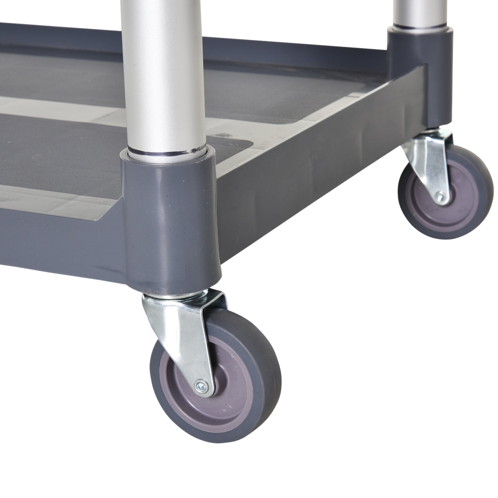 HOMCOM 3-Tier Metal Clean Cart Large Rolling Storage Trolley with 3 Shelves Utility Service Cart,  Restaurant, Hotel, Livingroom, Silver and Grey