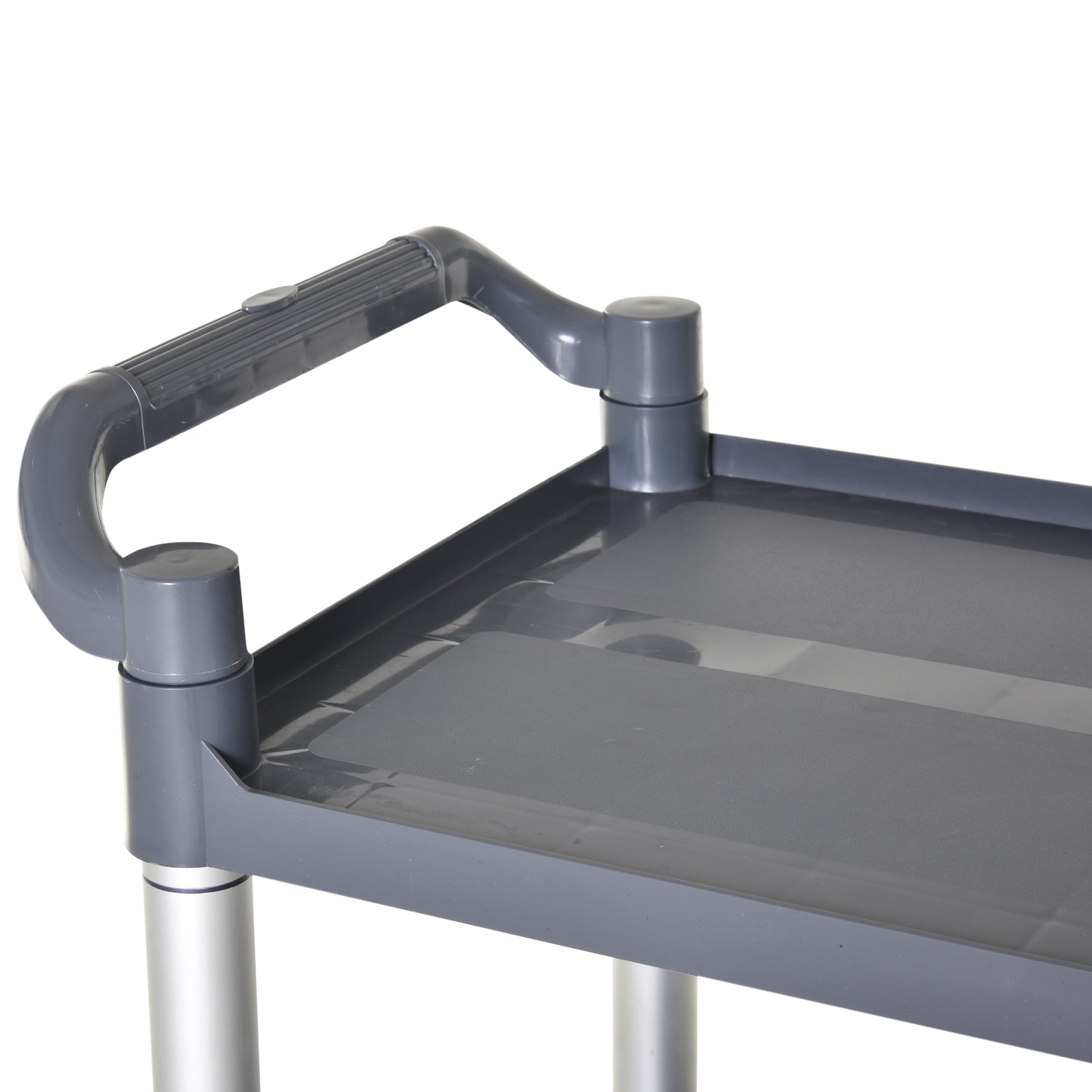 HOMCOM 3-Tier Metal Clean Cart Large Rolling Storage Trolley with 3 Shelves Utility Service Cart,  Restaurant, Hotel, Livingroom, Silver and Grey