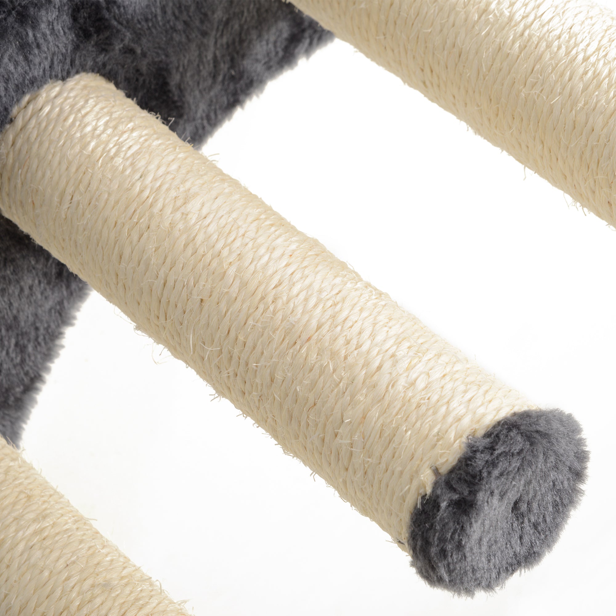 PawHut 4Pcs Cat Wall Shelf with Scratching Post, Cat Wall Shelves for Relaxing, Climbing, Cat Wall With Soft Ladder, Hammock, Play Balls, Dark Grey