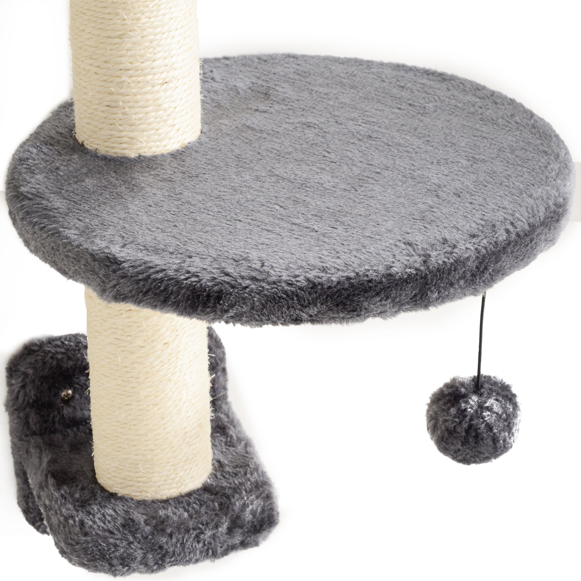 PawHut 4Pcs Cat Wall Shelf with Scratching Post, Cat Wall Shelves for Relaxing, Climbing, Cat Wall With Soft Ladder, Hammock, Play Balls, Dark Grey