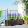 Outsunny Plastic Raised Garden Bed, Outdoor Planter Box with Drainage Holes for Garden, Patio, Balcony, Deck, 47.2" x 15.7" x 14.6", Brown