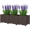Outsunny Plastic Raised Garden Bed, Outdoor Planter Box with Drainage Holes for Garden, Patio, Balcony, Deck, 47.2" x 15.7" x 14.6", Brown