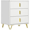 HOMCOM Modern 3 Drawer Dresser, Chest of Drawers with Metal Legs and Steel Handles for Living Room, White