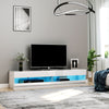HOMCOM High Gloss TV Stand Cabinet for TVs up to 75", Entertainment Center with LED Light, Media Console with Storage, White