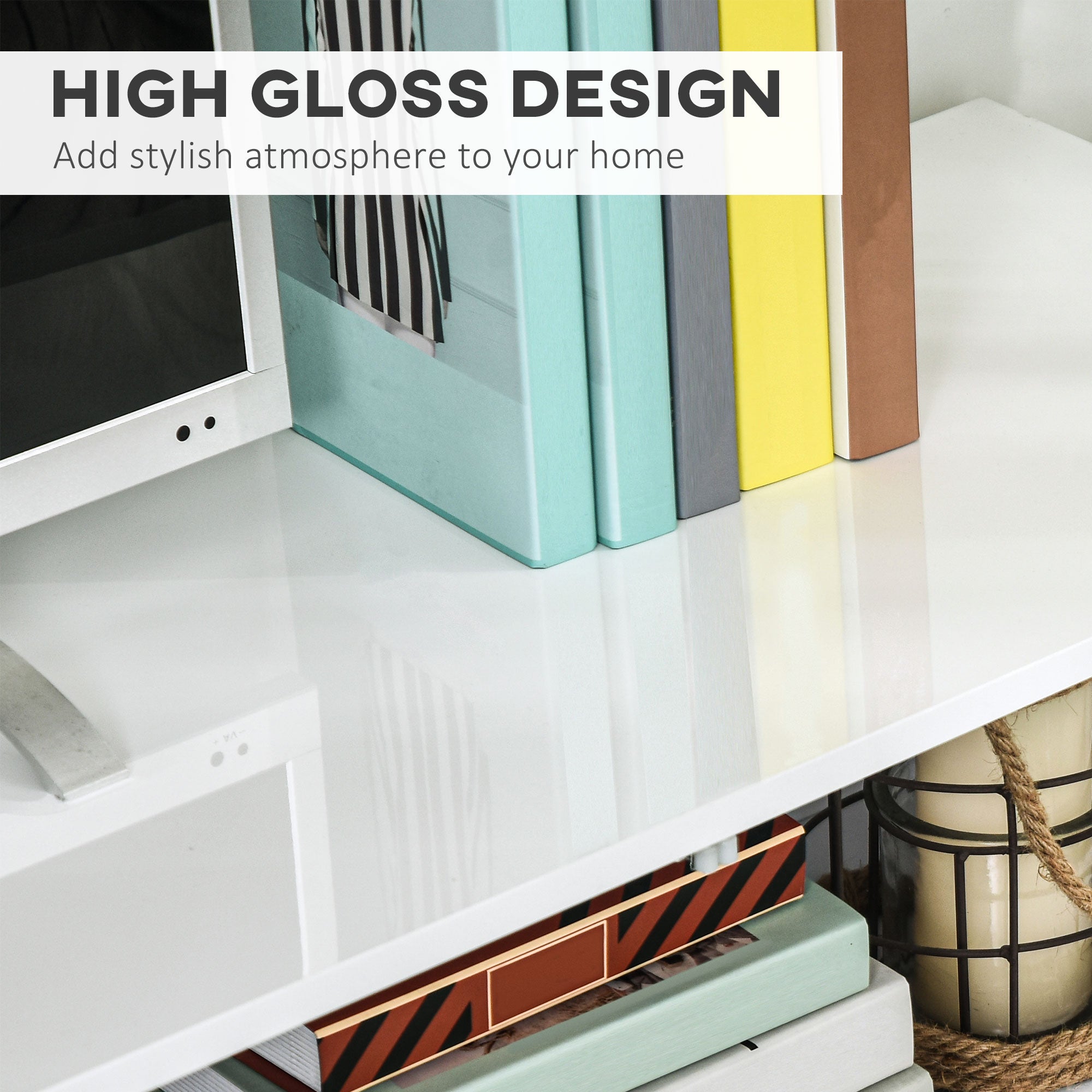 HOMCOM High Gloss TV Stand Cabinet for TVs up to 75