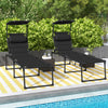 Outsunny Folding Chaise Lounge with Adjustable Sunroof, Outdoor Quick Dry Padded Tanning Chairs with Headrest, Reclining Back Outdoor Lounge Chair, for Beach, Yard, Patio, Black