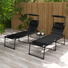 Outsunny Folding Chaise Lounge with Adjustable Sunroof, Outdoor Quick Dry Padded Tanning Chairs with Headrest, Reclining Back Outdoor Lounge Chair, for Beach, Yard, Patio, Black