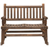 Outsunny 2-Person Outdoor Rocking Chair, Wood Patio Rocker, Porch Rocking Bench with Slat Back and Seat, Carbonized Colour
