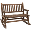 Outsunny 2-Person Outdoor Rocking Chair, Wood Patio Rocker, Porch Rocking Bench with Slat Back and Seat, Carbonized Colour