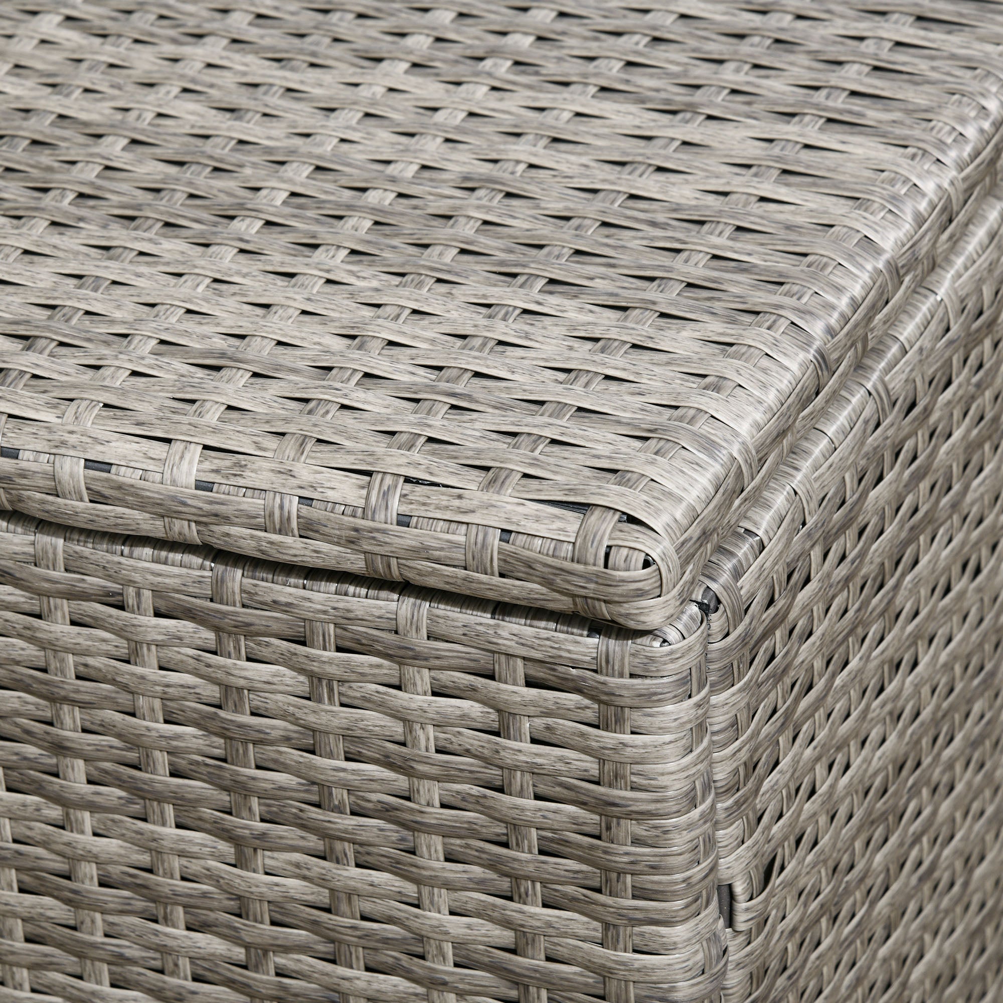 Outsunny Rattan Deck Box, Rattan 113 Gallon Outdoor Storage Box with Lid and Handle for Indoor, Patio Furniture Cushions, Pool and Garden Tools, Mixed Grey
