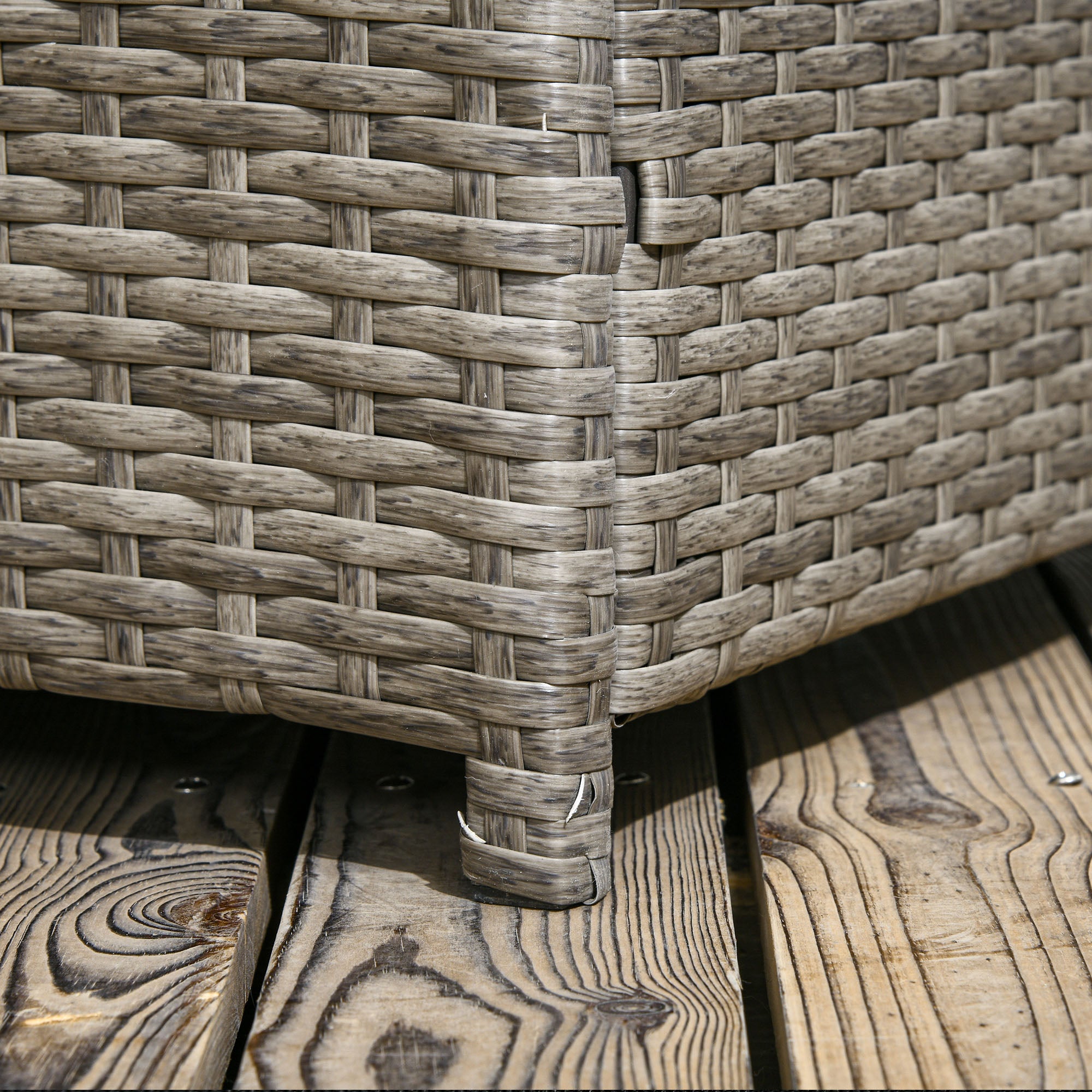 Outsunny Rattan Deck Box, Rattan 113 Gallon Outdoor Storage Box with Lid and Handle for Indoor, Patio Furniture Cushions, Pool and Garden Tools, Mixed Grey