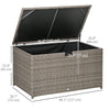 Outsunny Rattan Deck Box, Rattan 113 Gallon Outdoor Storage Box with Lid and Handle for Indoor, Patio Furniture Cushions, Pool and Garden Tools, Mixed Grey