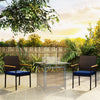 Outsunny Stackable Wicker Patio Chairs Set of 2, PE Rattan Outdoor Dining Chairs with Removable Cushion, Armrest for Garden, Porch, Yard, Navy Blue