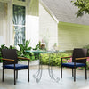 Outsunny Stackable Wicker Patio Chairs Set of 2, PE Rattan Outdoor Dining Chairs with Removable Cushion, Armrest for Garden, Porch, Yard, Navy Blue