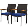 Outsunny Stackable Wicker Patio Chairs Set of 2, PE Rattan Outdoor Dining Chairs with Removable Cushion, Armrest for Garden, Porch, Yard, Navy Blue