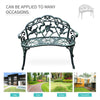 Outsunny 40" Outdoor Garden Bench, Cast Aluminum Antique Rose Style Patio Garden Park Loveseat Bench for Backyard, Porch, Balcony, Lawn, Green