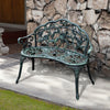 Outsunny 40" Outdoor Garden Bench, Cast Aluminum Antique Rose Style Patio Garden Park Loveseat Bench for Backyard, Porch, Balcony, Lawn, Green
