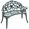 Outsunny 40" Outdoor Garden Bench, Cast Aluminum Antique Rose Style Patio Garden Park Loveseat Bench for Backyard, Porch, Balcony, Lawn, Green