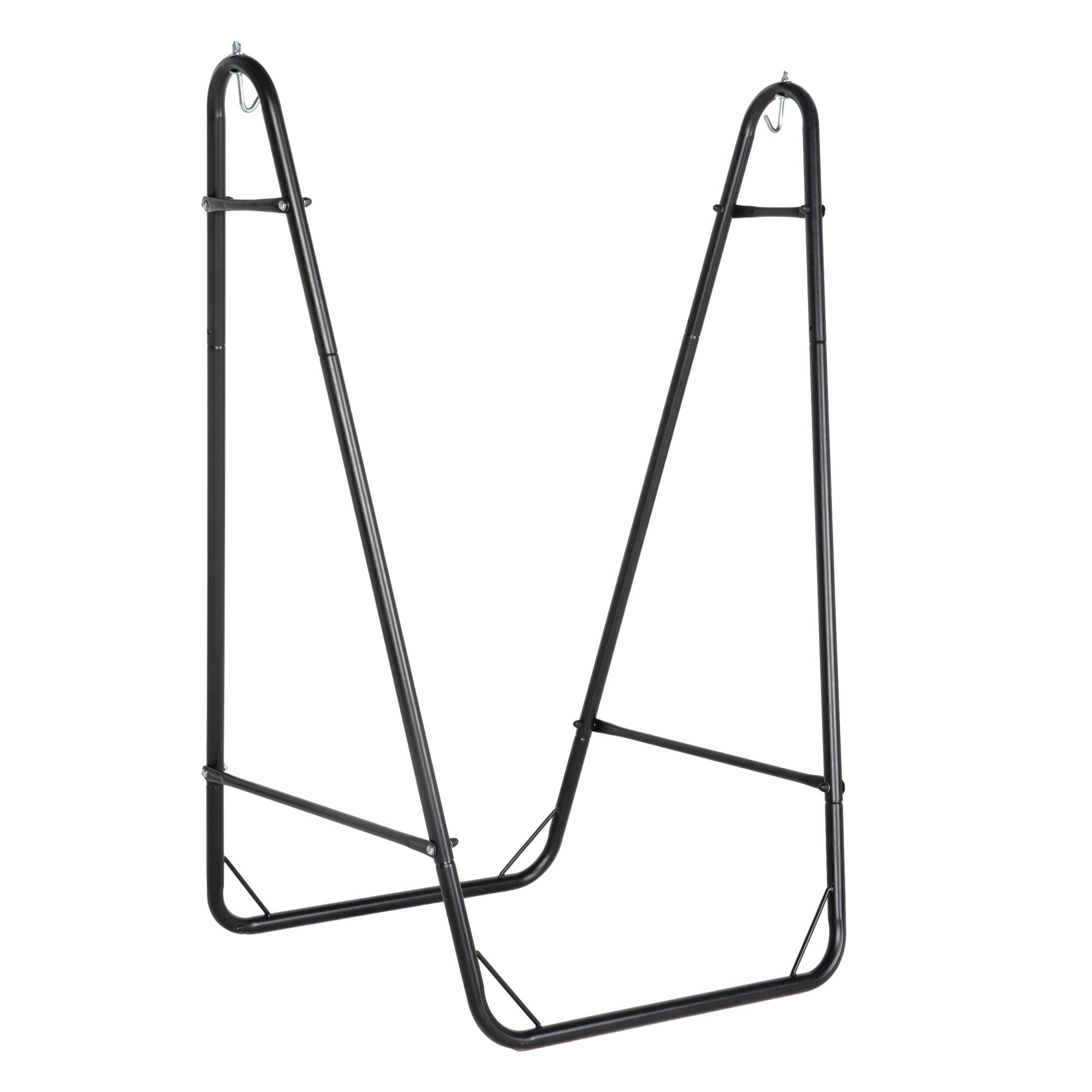 Outsunny Patio Hammock Chair with U Shape Stand, Outdoor Hammock Swing Hanging Lounge Chair with Side Pocket, Cream White