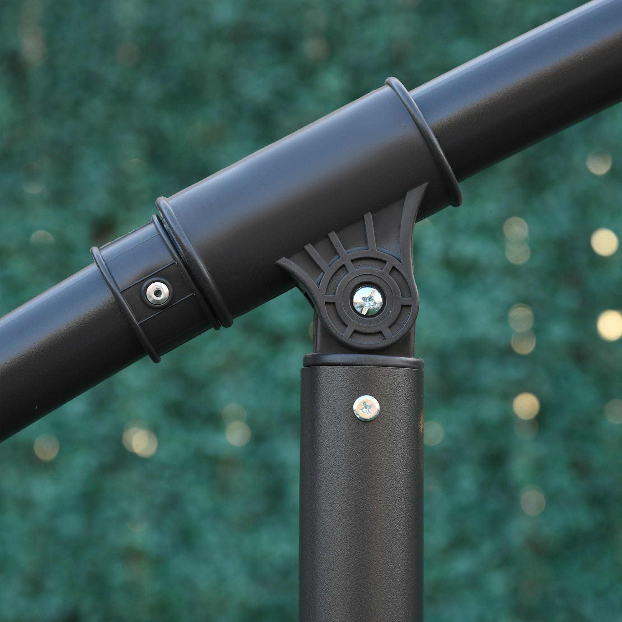 Outsunny 10ft Offset Patio Umbrella with Base, Garden Hanging Parasol with Crank, Banana Cantilever Umbrella Sun Shade, Blue