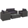 Outsunny 4 Pieces Patio Furniture Set, Rattan Wicker Sofa Deluxe Outdoor Coffee Set Garden Furniture Sets with Cushions for Porch Poolside Balcony, Grey