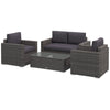 Outsunny 4 Pieces Patio Furniture Set, Rattan Wicker Sofa Deluxe Outdoor Coffee Set Garden Furniture Sets with Cushions for Porch Poolside Balcony, Grey