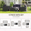 Outsunny 4 Pieces Patio Furniture Set, Rattan Wicker Sofa Deluxe Outdoor Coffee Set Garden Furniture Sets with Cushions for Porch Poolside Balcony, Grey