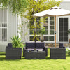 Outsunny 4 Pieces Patio Furniture Set, Rattan Wicker Sofa Deluxe Outdoor Coffee Set Garden Furniture Sets with Cushions for Porch Poolside Balcony, Grey