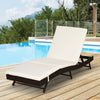 Outsunny Wicker Patio Lounger, Outdoor S Shape Recliners Lounge Chair w/ 5-Level Adjustable Backrest, Soft Padded Cushion for Outdoor Use, Cream White