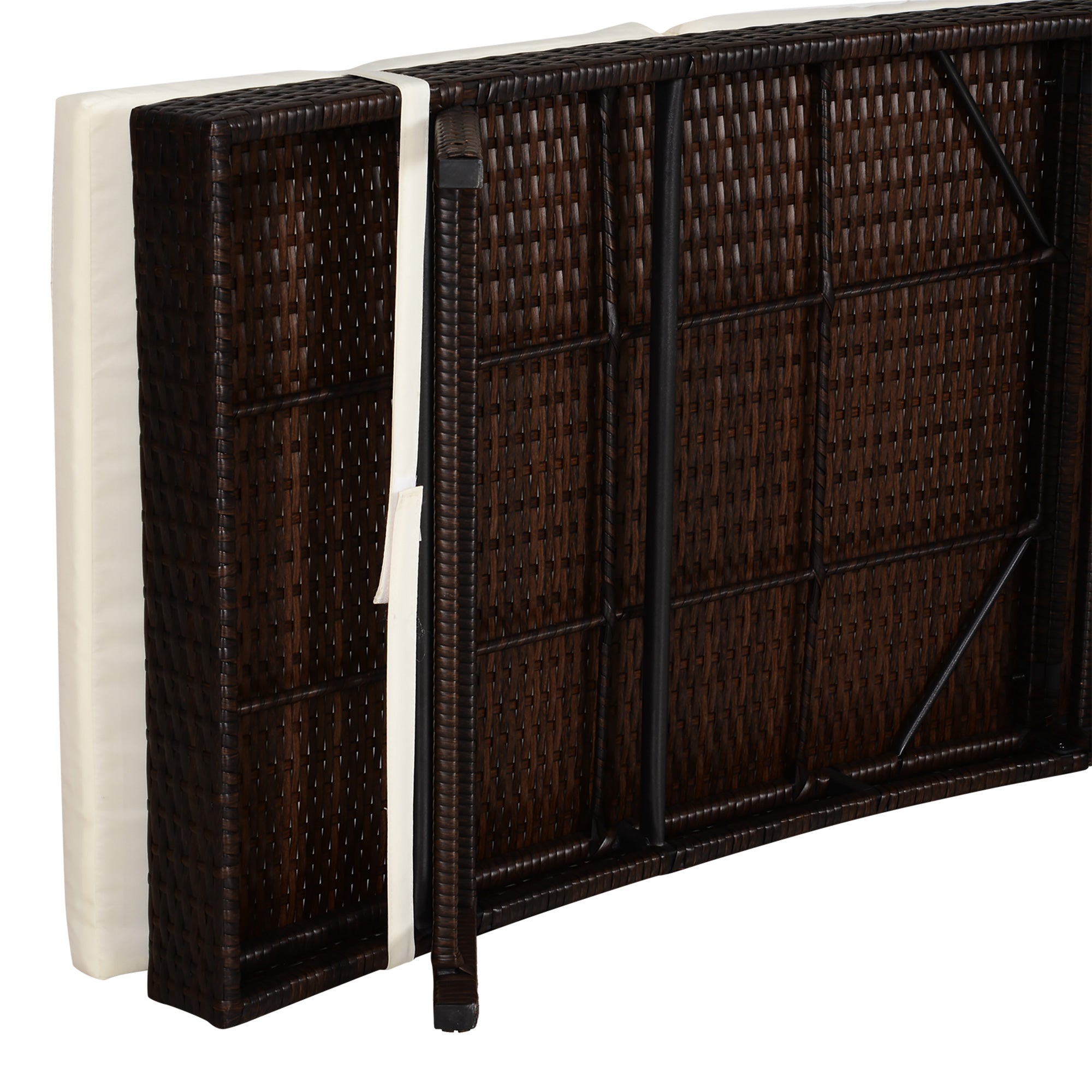 Outsunny Wicker Patio Lounger, Outdoor S Shape Recliners Lounge Chair w/ 5-Level Adjustable Backrest, Soft Padded Cushion for Outdoor Use, Cream White