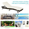 Outsunny Wicker Patio Lounger, Outdoor S Shape Recliners Lounge Chair w/ 5-Level Adjustable Backrest, Soft Padded Cushion for Outdoor Use, Cream White