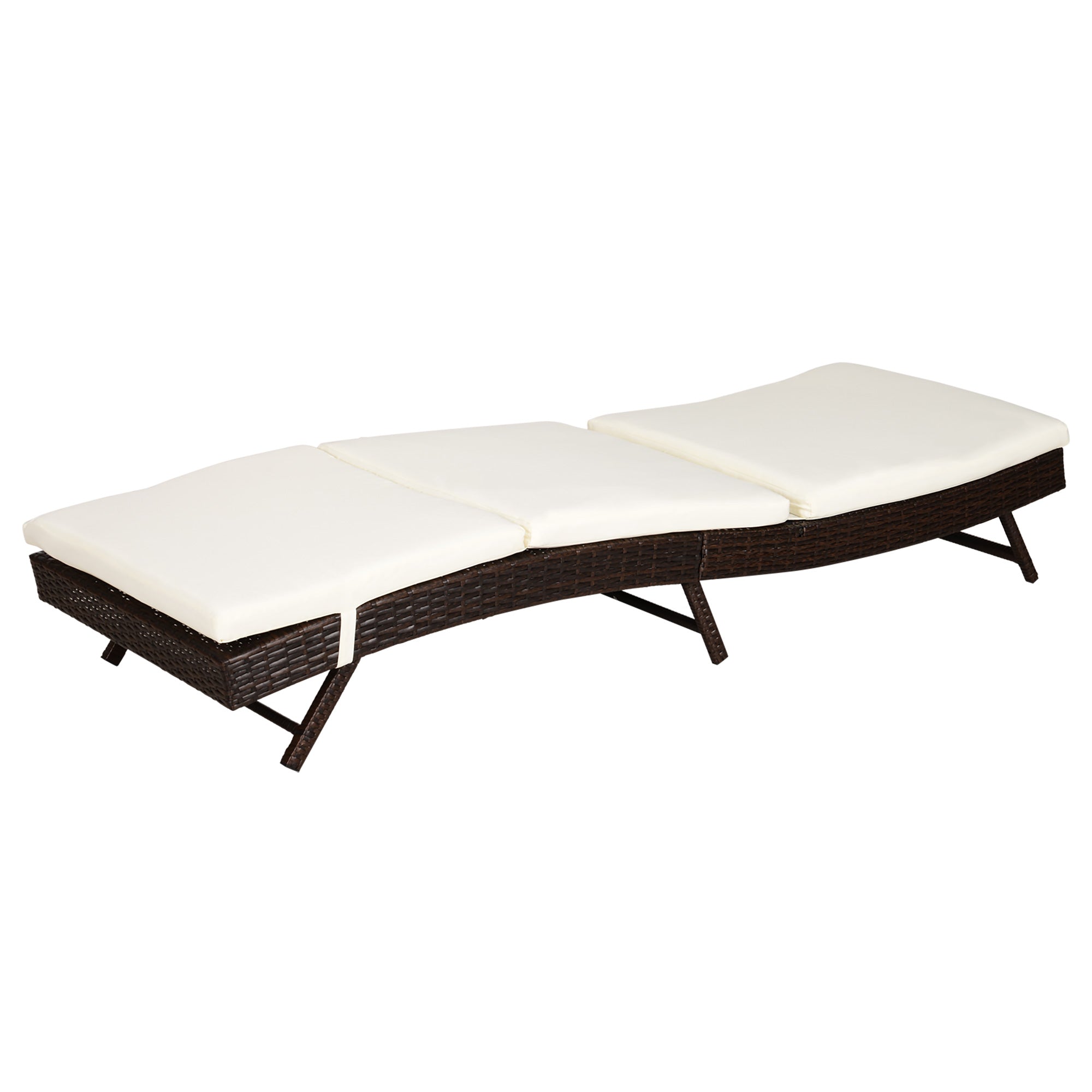 Outsunny Wicker Patio Lounger, Outdoor S Shape Recliners Lounge Chair w/ 5-Level Adjustable Backrest, Soft Padded Cushion for Outdoor Use, Cream White