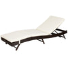 Outsunny Wicker Patio Lounger, Outdoor S Shape Recliners Lounge Chair w/ 5-Level Adjustable Backrest, Soft Padded Cushion for Outdoor Use, Cream White