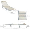 Outsunny Outdoor Lounge Chair, Portable Adjustable Reclining Seat Folding Chaise Lounge Patio Camping Beach Tanning Chair Bed with Pillow, Beige