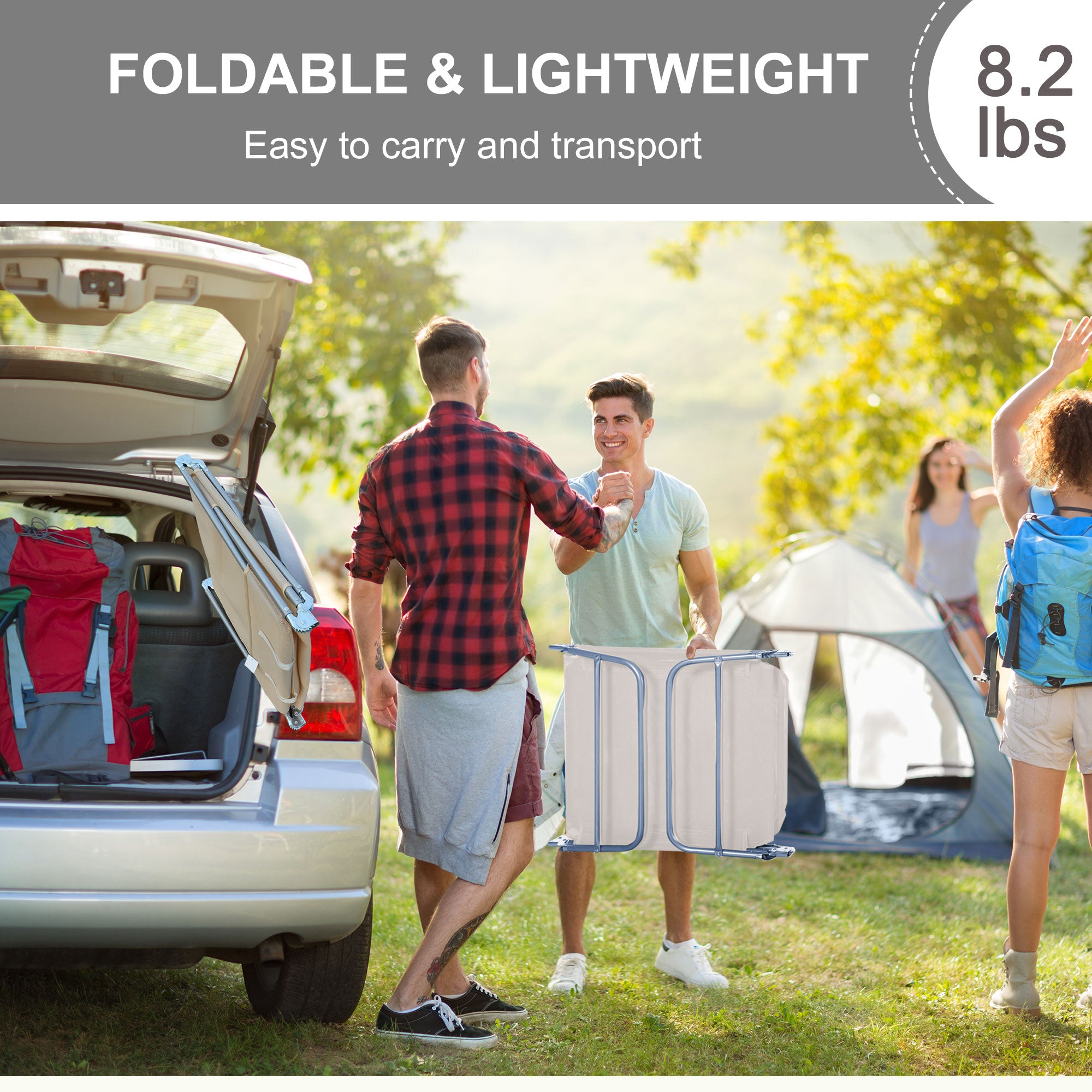 Outsunny Outdoor Lounge Chair, Portable Adjustable Reclining Seat Folding Chaise Lounge Patio Camping Beach Tanning Chair Bed with Pillow, Beige