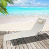 Outsunny Outdoor Lounge Chair, Portable Adjustable Reclining Seat Folding Chaise Lounge Patio Camping Beach Tanning Chair Bed with Pillow, Beige