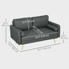HOMCOM 56" Loveseat Sofa with Back Cushions and Pillows, Modern Love Seats Furniture, Upholstered 2 Seater Couch with Solid Wood Frame and Steel Legs for Living Room, Dark Grey